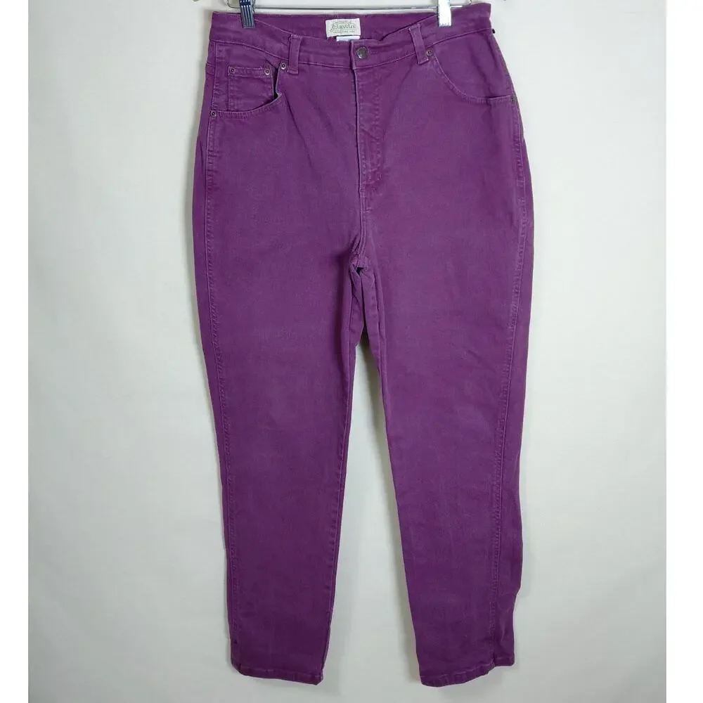 St. John's Bay Purple Corduroy Straight Leg Jeans Women See Measurements